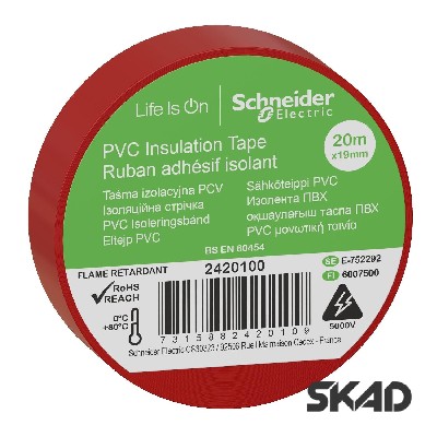Изоляционная лента 19мм х 20м красная Schneider Electric 2420100