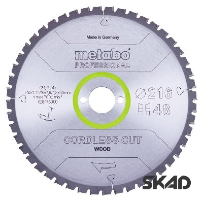   ''cordless cut wood - professional'', 216x30 Z48 WZ 5neg Metabo 628445000