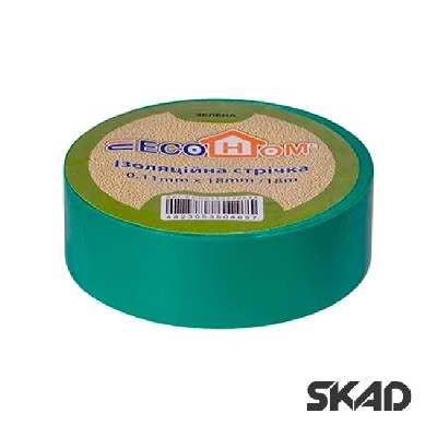 Лента изоляционная ECO 0,11мм x 18мм / 18м зеленая АсКо ECO0150020024