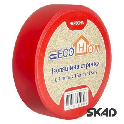Лента изоляционная ECO 0,11мм x 18мм / 18м красная АсКо ECO0150020022
