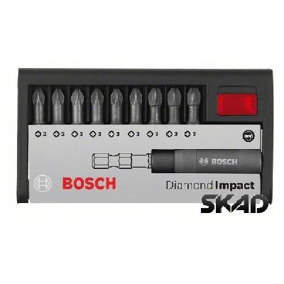 Набор ударных бит 10шт. PZ(2,3) с магнитным держателем   Bosch 2608522065