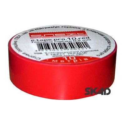  Изолента из самозатухающего ПВХ, красная (10м) E-next e.tape.pro.10.red