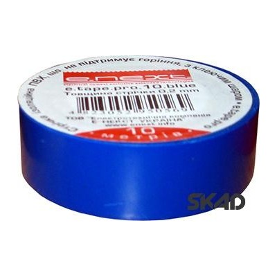  Изолента из самозатухающего ПВХ, синяя (10м) E-next e.tape.pro.10.blue
